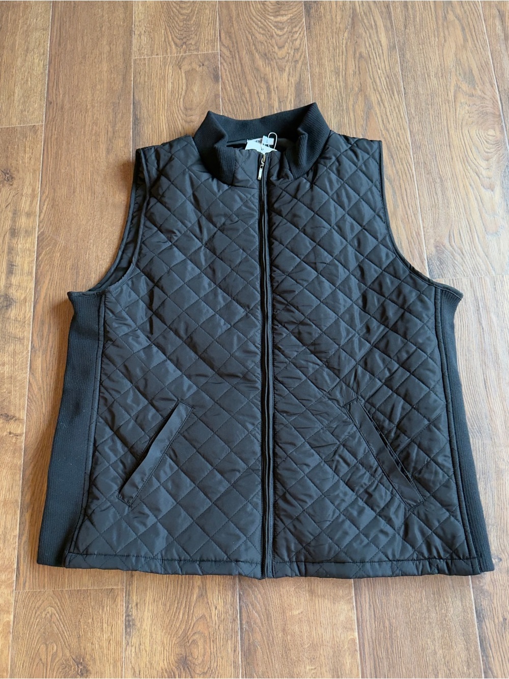 Bienzoe Black Quilted Full Zip Vest With Pockets Women's 2XL NWT